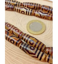 3 Göz Tibet Akik Taşı Silindir Kesim 10x30mm/adet (45810-1)