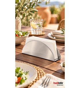 ByMyHand Paslanmaz Çelik Ev Lokanta ve Restoran İçin Peçetelik No2