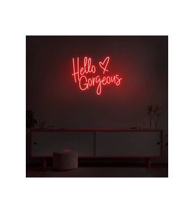 Hello Gorgeous Yazılı ve Şekilli Neon Tabela
