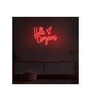 Hello Gorgeous Yazılı ve Şekilli Neon Tabela