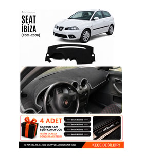 SEAT IBIZA (2001-2008) Uyumlu Torpido Örtüsü Torpido Kılıfı - Siyah Gri