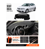 SEAT IBIZA (2001-2008) Uyumlu Torpido Örtüsü Torpido Kılıfı - Siyah Gri