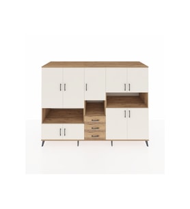 Kronos Dolap 13 Raflı 3 Çekmeceli 9 Kapaklı 220x59x163 Çam-Aytaşı/Çam