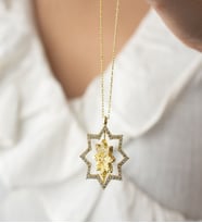 925 Ayar Gümüş Çift Taraflı Lotus Çiçeği Dönence Kolye