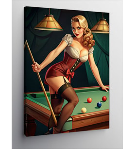 Kanvas Tablo Bilardo Ve Sarışın Kız