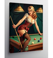 Kanvas Tablo Bilardo Ve Sarışın Kız