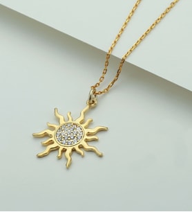 925 Ayar Gold Gümüş Güneş Kolye