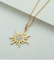 925 Ayar Gold Gümüş Güneş Kolye
