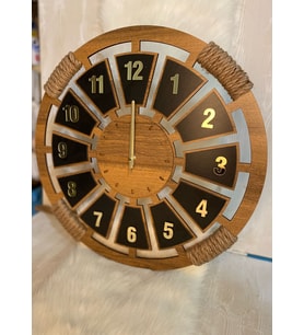 Kişiye Özel Halatlı Dekoratif Ahşap Duvar Saati 50 cm