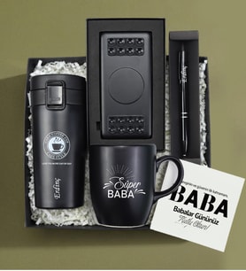 Kişiye Özel Termos Powerbank Kalem Kupa Babalar Günü Hediye Seti