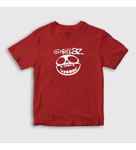 Presmono Unisex Çocuk Kırmızı Logo Gorillaz T-Shirt 54902tt (Kırmızı)