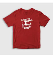 Presmono Unisex Çocuk Kırmızı Logo Gorillaz T-Shirt 54902tt (Kırmızı)