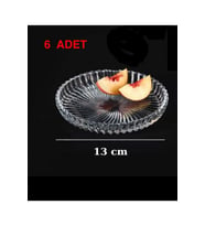 Şık 6'lı Cam Tabak Seti, Cerezlik ve Tatlı Sunumları, 13 cm, Modern Tasarım