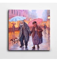 Yaşlı Sevgililer Kare Kanvas Tablo