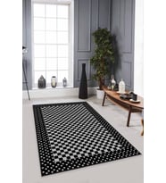 Siyah Çerçeveli Kaymaz Taban Makinede Yıkanabilir Halı MK84 - 100 x 160 cm