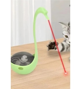 Kuğu Şeklinde Lazerli ve Mama Hazneli Hacıyatmaz Kedi Oyuncağı Yeşil