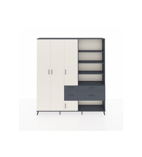 Arges Dolap 14 Raflı 4 Çekmeceli 4 Kapaklı 220x30x243 Antrasit-Aytaşı/Antrasit