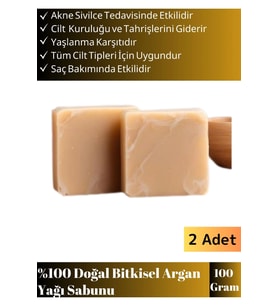 Özel Üretim %100 Doğal Bitkisel Cilt Dostu El Yüz Vücut Cilt Saç Kullanım Argan Yağı Sabunu 2 Adet