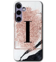 Galaxy S24 Kılıf HD Desen Baskılı Kılıf - Pembe Mermer Desenli I Harfi