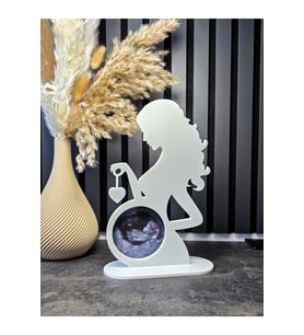 Hamile Anne Ultrason Fotoğraf Çerçevesi – PLA 3D Baskı – Yenidoğan Hatırası 12 Cm