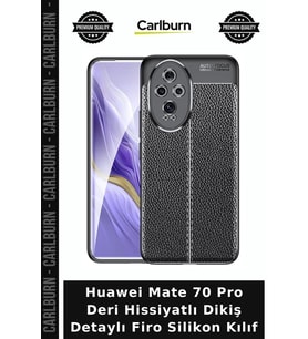 Huawei Mate 70 Pro Deri Hissiyatlı Dikiş Detaylı Firo Silikon Kılıf Koruyucu Seçenek Telefon Koruma