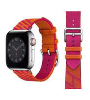 Apple Watch 44mm Uyumlu Kordon Kumaş Renkli Metal Klipsli KRD-51 Hasır Kayış