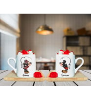 Mickey & Minniee Mouse Çift Tasarımlı Kişiye Özel Türk Kahvesi Fincan Seti