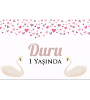 Kuğu Temalı Doğum Günü Afişi 35X50 cm