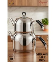 ELEGANT Mirage Aile Boy Silikonlu Çelik Kulplu Çaydanlık Takımı
