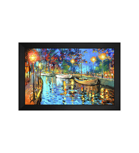 Manzara Temalı Kanvas Tablo 50 x 70 cm Siyah Çerçeve