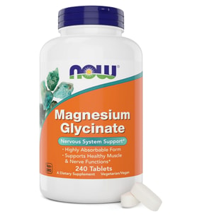 Now Foods Magnezyum Glycinate Bisglycinate) (Albion™) 240 Tablets (Renksiz)