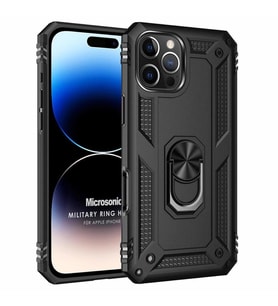 Microsonic Apple iPhone 16 Pro Max Kılıf Military Ring Holder Siyah (Siyah)