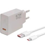 YK-90 67W Hızlı Şarj Adaptörü + 1m Type-C Kablo Seti Kısa Devre ve Yüksek Voltaj Korumalı USB-A Type C Şarj Cihazı