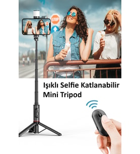 Işıklı Selfie Çubuğu ve Tripod, Bluetooth Kumandalı, Tiktok ve YouTube İçin