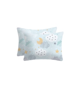 LİEF HOME AY VE BULUT DESENLİ BEBEK YASTIK KILIFI 6 FARKLI RENK SEÇENEĞİYLE / 35x45 ( 2 Adet ) (Su Yeşili)