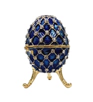Faberge Yumurta Swarovski Taşlı Lüks Mücevher Kutusu Mavi 10 cm (Karışık)