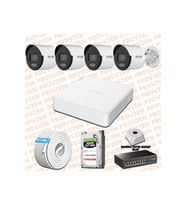 Provzen Hikvision 4 IP Kamera 7/24 Renkli Mikrofonlu Güvenlik Kamerası Olay Anında bildirim