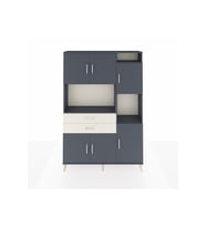 Arges Dolap 9 Raflı 2 Çekmeceli 6 Kapaklı 132x30x195 Antrasit-Antrasit/Aytaşı
