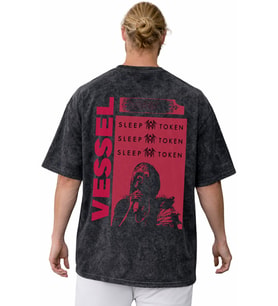 Vessel Sleep Token Rock Metal Müzik Grubu Sırt Baskılı Unisex Oversize Vintage Yıkamalı Tişört