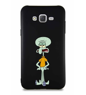 Samsung Galaxy J7 Core Soft Premier Kapak Squidward Dokunaç Tasarımlı Silikon Kılıf - Siyah (Şeffaf)