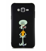 Samsung Galaxy J7 Core Soft Premier Kapak Squidward Dokunaç Tasarımlı Silikon Kılıf - Siyah (Şeffaf)