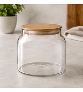 Bambu Kapaklı Cam Kavanoz 2000 ML Kuru Gıda Saklama Kabı