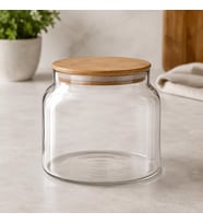 Bambu Kapaklı Cam Kavanoz 2000 ML Kuru Gıda Saklama Kabı