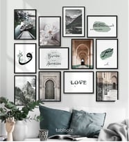 Çerçeve Görünümlü Mdf Tablo Seti 12 Parça Soyut İskandinav Minimalist Dini İslam