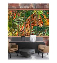 Dreamwall Leopar Ve Taş Duvar Desenli Sağlıklı Dostu Tekstil Duvar Kağıdı (Çok Renkli)