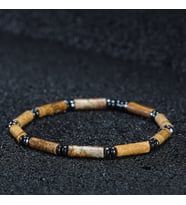 Sertifikalı Erkek & Kadın Doğal Taş Hediye Bileklik Jasper Taşı ve Hematit 4mm Tasarım