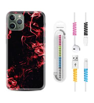Apple iPhone 11 12 13 14 Pro Max Kılıf Kablo Koruma Spiral Silikon Red Smoke 1745