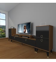 Decoraktiv Ekoflex On2 Mdf Gold Tv Ünitesi Tv Sehpası - Ceviz Siyah (Siyah - Ceviz)
