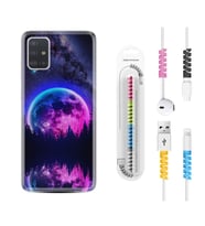 Samsung a71 A72 A73 A7 A9 2018 C7 C9 Kılıf Kablo Koruma Spiral Silikon Star Planet 1652