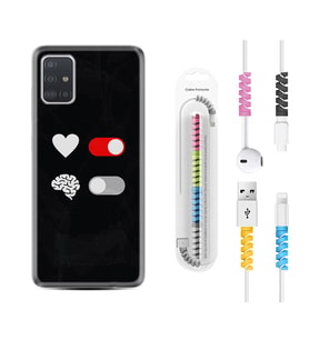 Samsung a71 A72 A73 A7 A9 2018 C7 C9 Kılıf Kablo Koruma Spiral Silikon Love Brain 1722